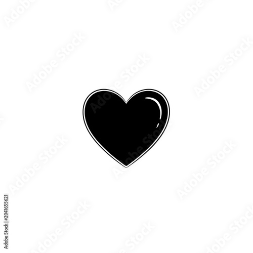 Simple Black Heart Icon Centered on Clean White Background