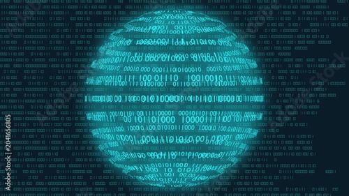 Filmato. Illustrazione 3D. Sfondo mondo digitale. Sequenza di zero e uno concetto di connessione globale tra persone, social network, e dispositivi informatici