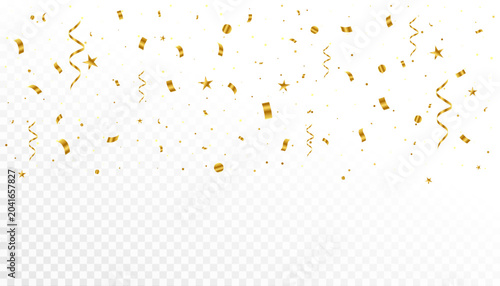 Принти на полотні elegant golden flying confetti banner for invitation or birthday occasion