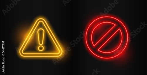 Billede på lærred glowing neon warning alert symbol background design