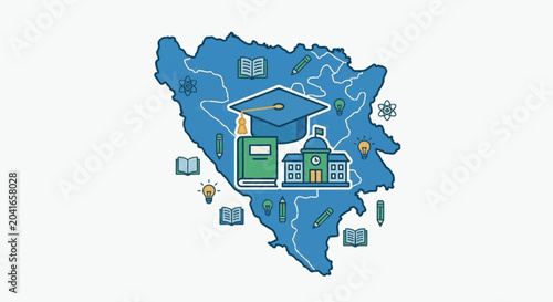 Tableau sur toile Bosnia and Herzegovina Education Concept with Symbols.