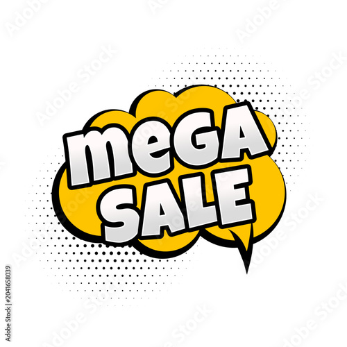 Fotografía white and yellow mega sale background with halftone effect