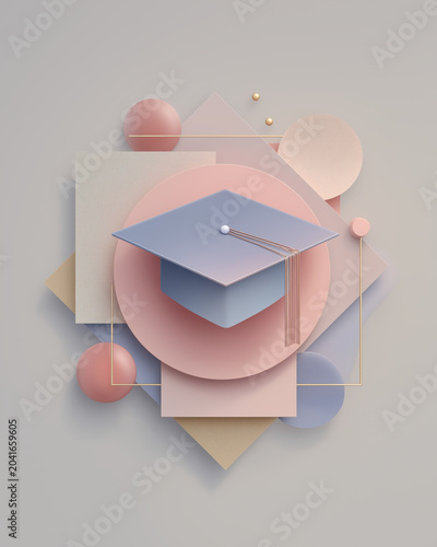 Minimal Graduation Poster Template with Geometric Pastel Background