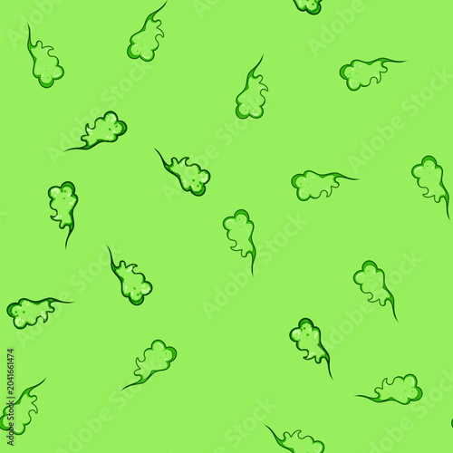 Obraz na plátně seamless pattern Green cartoon cloud producing a trail of smoke, representing a