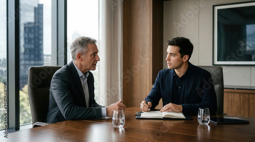 Professional Business Meeting: Discussing Strategy and Development In Modern Office Setting