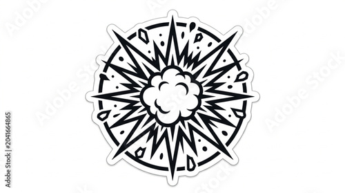 Cuadro en lienzo Explosion burst graphic symbol with radiating lines and dots.