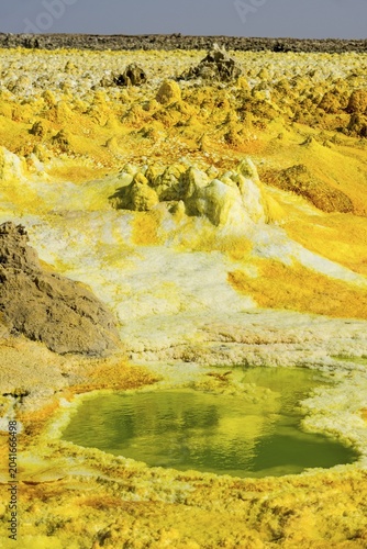 Geothermal area with sulphur deposits and acidic brine, Dallol, Danakil depression, Ethiopia