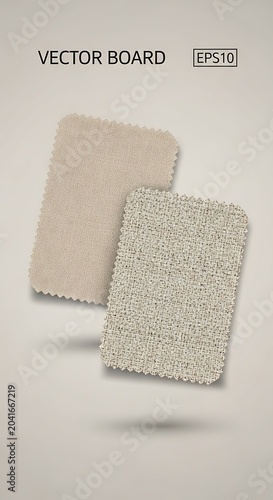 Textured Beige Fabric Swatches Floating on Minimal Neutral Background