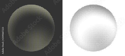 Obraz na plátně Classic grunge abstract circle halftone overlay texture featuring dark charcoal radial dot gradients