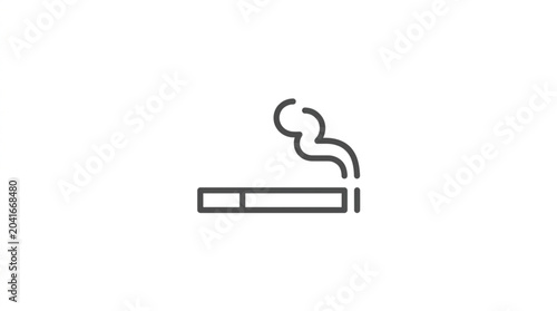 Photography Smoking cigarette with smoke rising in a simple line art style.