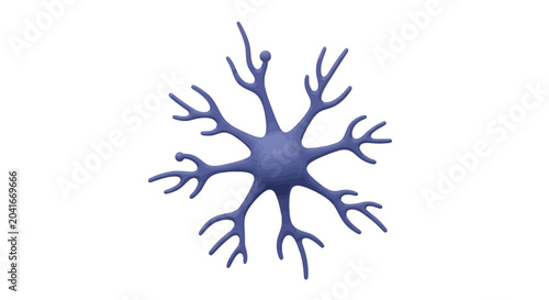Bild auf Leinwand Microscopic blue neuron cell with branching dendrites