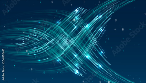 Abstract digital wave of binary code representing big data flowing. Graphic concept for design