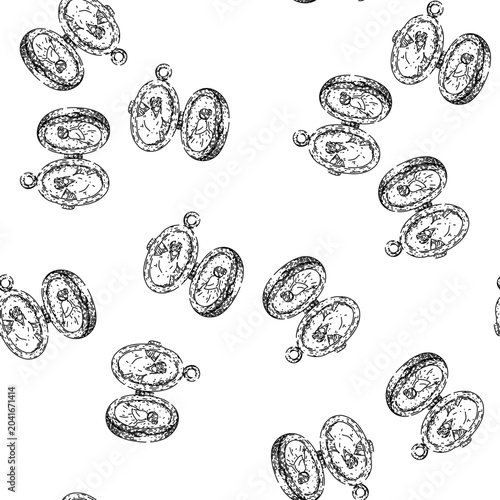 Photography seamless pattern necklace locket hand drawn