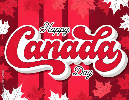 Happy canada day celebration a vibrant maple leaf against a festive backdrop
