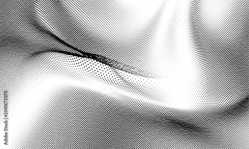 Tableau sur toile Flowing Wave Dot Halftone Pattern Curve Gradient Shape on Transparent Background