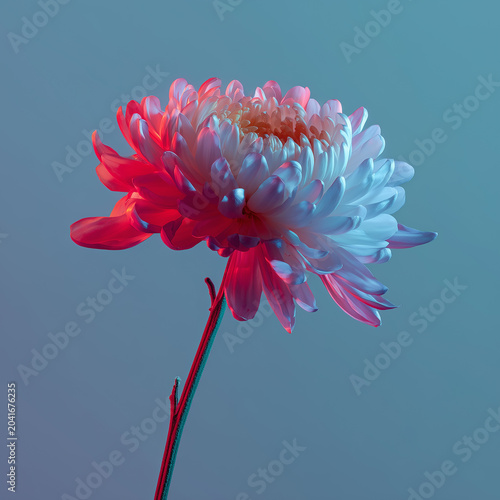 A blue flowers close-up neon lights  