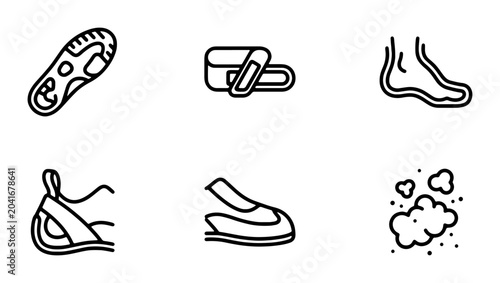 Foot Care Icons, Orthopedic Insoles, Shoe Inserts, Podiatry Symbols, Foot Health Vector Set