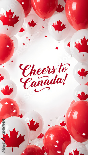 Happy canada day celebration maple leaf landmarks and national pride
