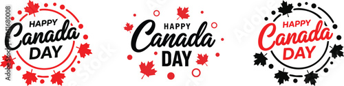 Cuadro en lienzo happy Canada day vector illustration set
