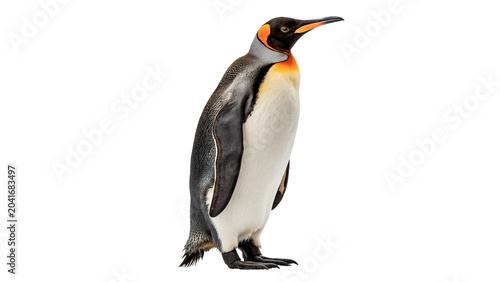 Photos Adult king penguin standing calmly looking alert facing right side view isolated