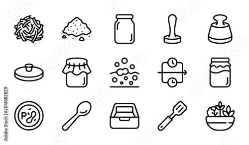 Tableau sur toile Food Preservation Icons: Canning, Jars, Ingredients, Kitchen Tools, Vector Set