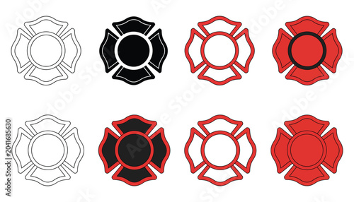 Fotografie Firefighter Maltese Cross Vector Emblem, Fire Department Badge with Rescue Icon and Firefighter Symbol Representing Courage, Safety, Emergency Response Services, Clean Vector Illustration Design