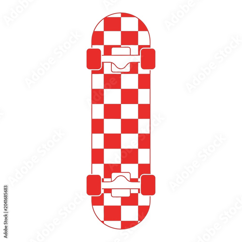 Red and white checkered skateboard deck.