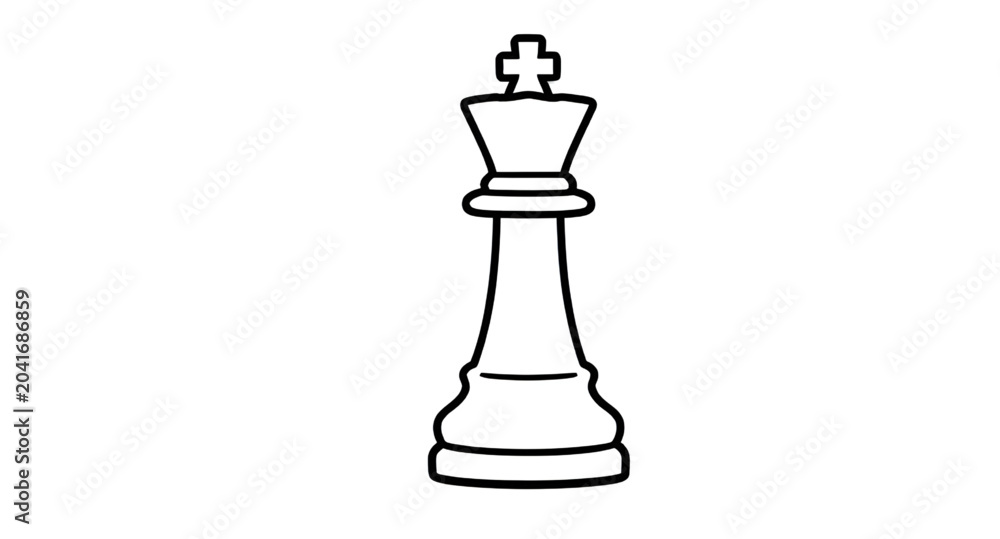 Obraz premium outline, chesskingicon, chessking, kingpiece, chess, strategy, boardgame, lineicon, minimalist, royalty, gamepiece, competition, intellect, icon, vector, illustration, isolated