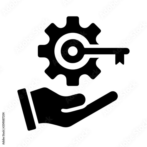 Hand holding gear and key