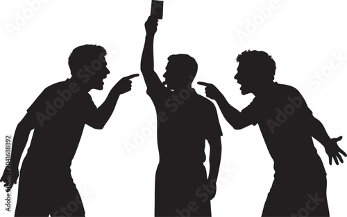 Canvastavla Soccer Referee Showing Red Card to Angry Football Player Silhouette Illustration