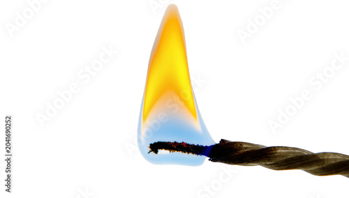 Konstfotografi Burning twisted wire with bright yellow and blue flame