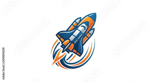 Photos Cartoon Space Shuttle Launching with Flames.
