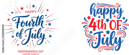 Happy 4th of july independence day typography patriotic holiday vector designs