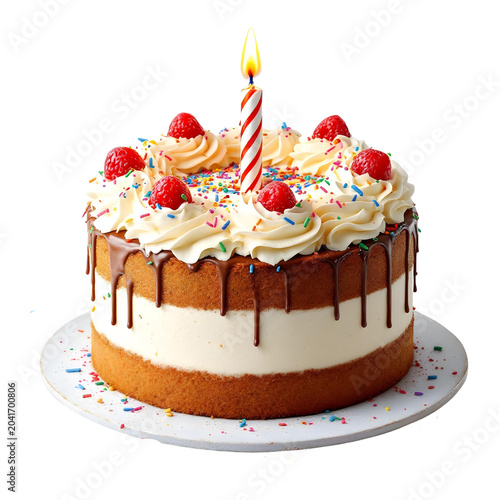 Birthday cake isolated on transparent background