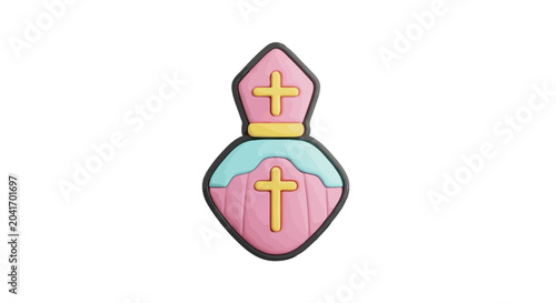 Foto Bishop miter and religious vestment icon with gold crosses