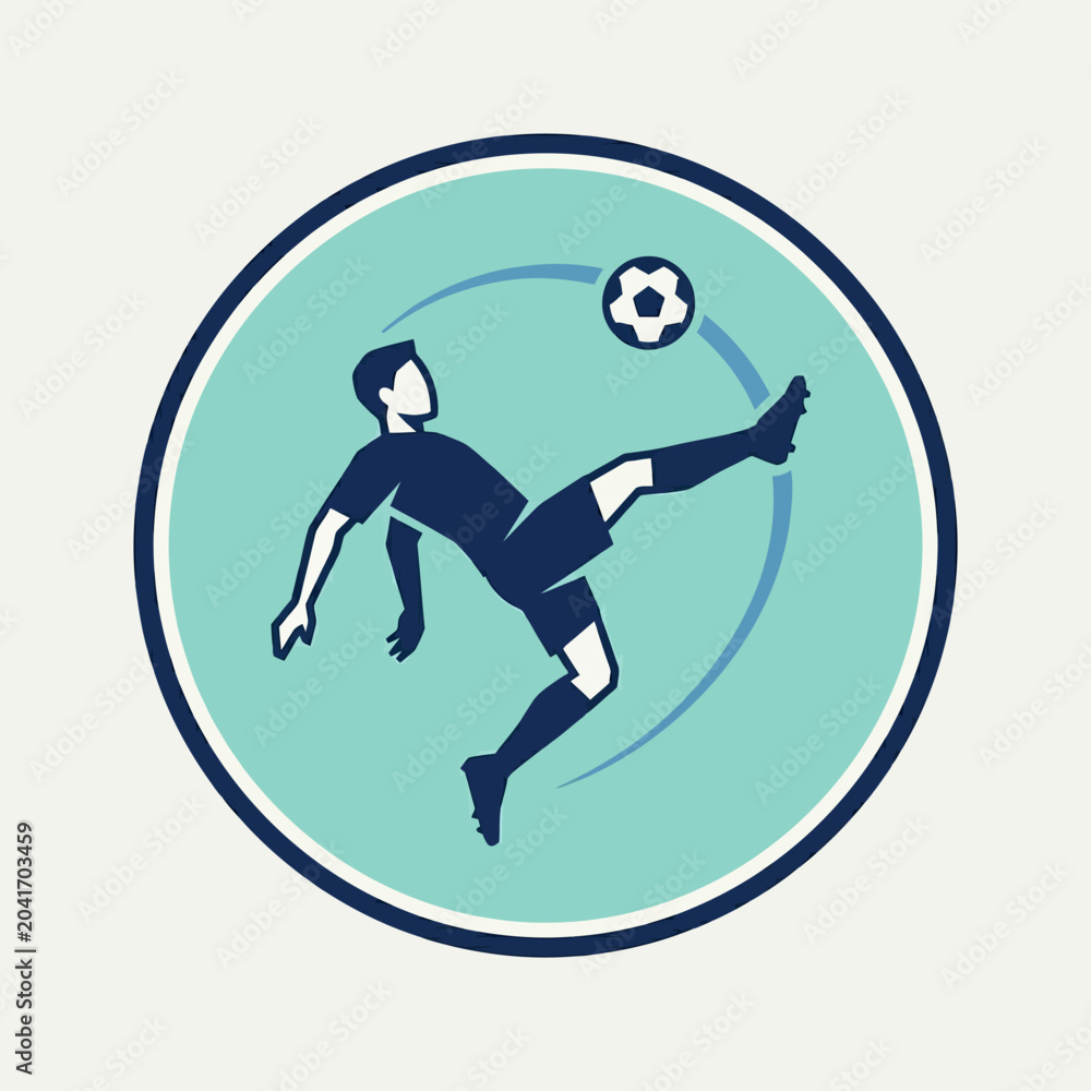 Fototapeta premium Vector soccer player performing rainbow flick illustration emblem