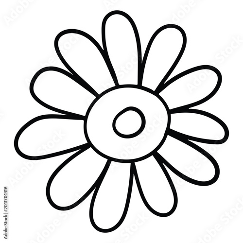 Minimalist linear drawing of a daisy or sunflower flower head.