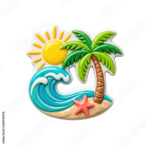 Beach Themed Fridge Magnet Isolated on Transparent Background