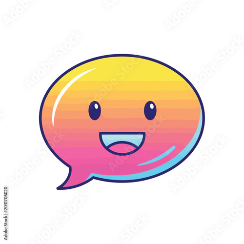 Colorful Smiling Speech Bubble Emoji Face.