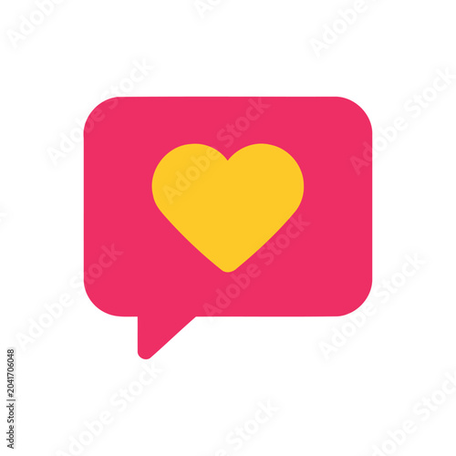 Heart in pink speech bubble icon.