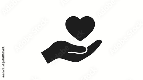 Fotografie Minimalist hand cradling a heart icon symbolizing care, compassion, charity, don