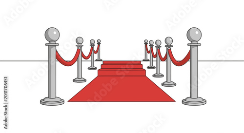 Foto Red carpet entrance with silver stanchions and velvet ropes