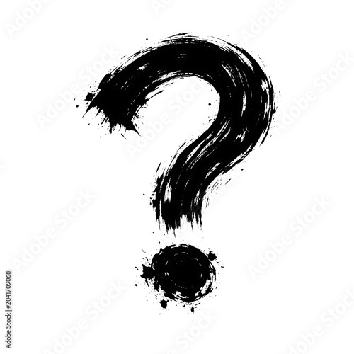 Black Brushstroke Question Mark Symbol Design