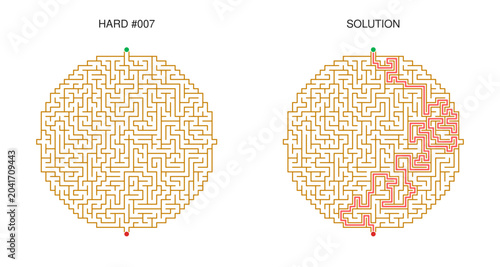 Canvas Print Circular Maze Puzzle Collection with Solutions