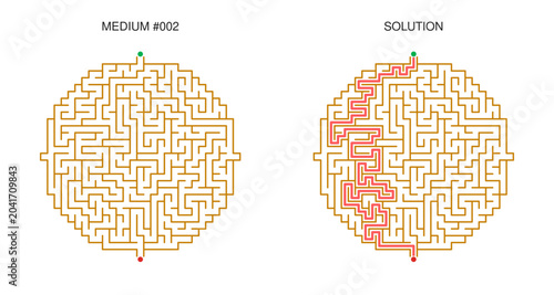 Obraz na płótnie Circular Maze Puzzle Collection with Solutions