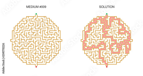 Fotografia Circular Maze Puzzle Collection with Solutions