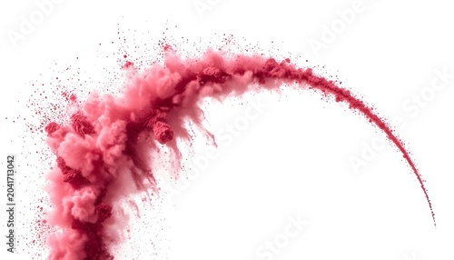 A vibrant pink smoke arc swirling against a clean white background
