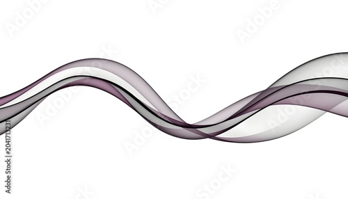 A wavy abstract design with purple and gray lines on a white background