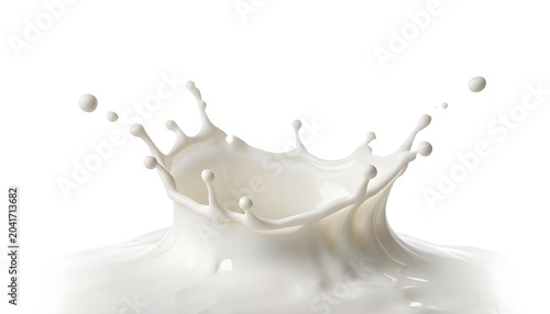 A splash of milk in motion against a white background
