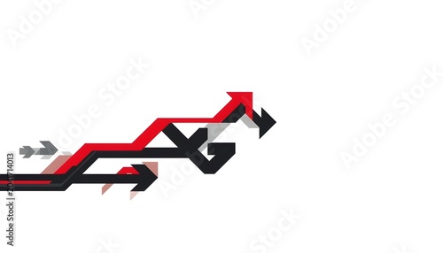 A graphic illustration of arrows pointing upwards in a dynamic and abstract design